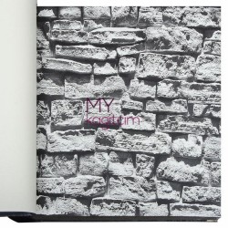 Duka İnception 16,5 m² - 3d Taş Desen Gri Duvar Kağıdı İnception Rocky 71136-1