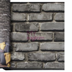 Duka İnception 16,5 m² - 3d Taş Desen Koyu Gri Duvar Kağıdı İnception Brick 71148-2