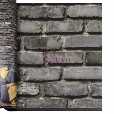 3d Taş Desen Koyu Gri Duvar Kağıdı İnception Brick 71148-2