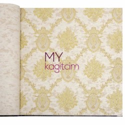Altın Damask Vinil Duvar Kağıdı Royal Port 8804-02 - Decowall Royal Port 16,5 m²