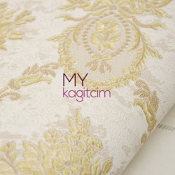 Altın Damask Vinil Duvar Kağıdı Royal Port 8804-02 - 2