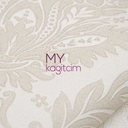 Bej Damask Vinil Duvar Kağıdı Royal Port 8801-04 - 2