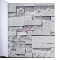 Decowall Lucca 10 m² - Beyaz 3d Taş Desen Vinil Duvar Kağıdı Lucca 9904-02