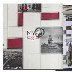 Decowall Lucca 10 m² - Bordo Beyaz Gri Pop Art Vinil Duvar Kağıdı Lucca 9903-01