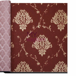 Decowall Bossini 10 m² - Bordo Damask Vinil Duvar Kağıdı Bossini 2207-03