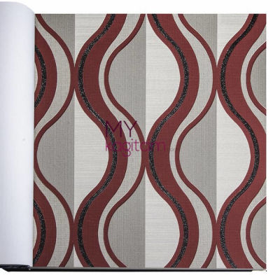 Bordo Siayh Bej Geometrik Vinil Duvar Kağıdı Lucca 9901-05