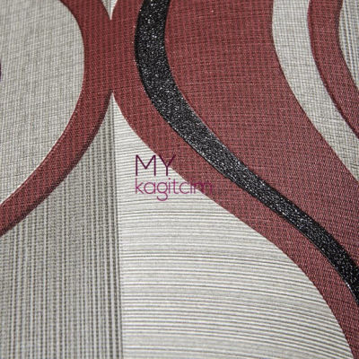 Bordo Siayh Bej Geometrik Vinil Duvar Kağıdı Lucca 9901-05