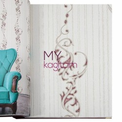 Duka Grace 16,5 m² - Çiçekli Bordo Bej Vinil Duvar Kağıdı Grace Queen 91161-3