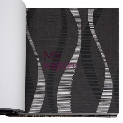 Çizgi Geometrik Siyah Vinil Duvar Kağıdı Ainos 6528-3