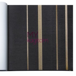 Adawall Gordion 16,5 m² - Çizgili Acı Kahve Altın Duvar Kağıdı Gordion 2613-4