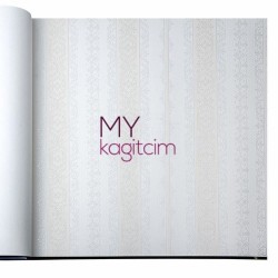 Adawall Gordion 16,5 m² - Çizgili Motifli Kırık Beyaz Duvar Kağıdı Gordion 2619-1