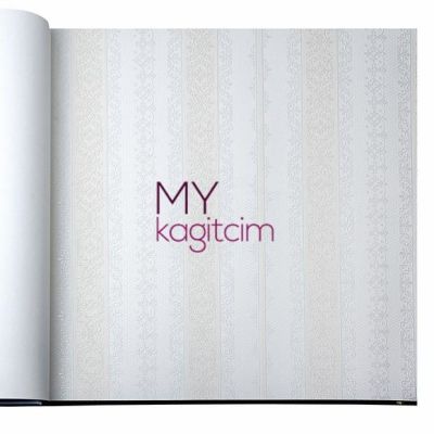 Çizgili Motifli Kırık Beyaz Duvar Kağıdı Gordion 2619-1