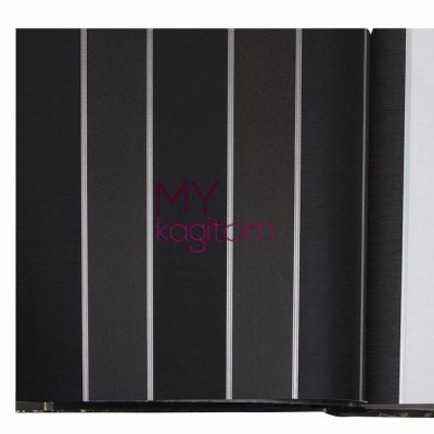 Çizgili Siyah Füme Vinil Duvar Kağıdı Ainos 6553-3