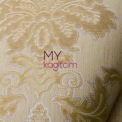 Damask Altın Bej Duvar Kağıdı Gordion 2602-2