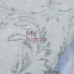 Damask Çiçekli Gri Vinil Duvar Kağıdı Grace Velour 91177-1 - Thumbnail