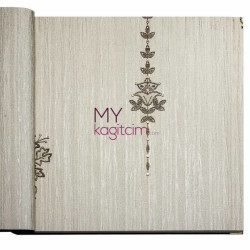 Decowall Crown 16,5 m² - Damask Desen Yerli Duvar Kağıdı Acik Gri Simli Crown 4401-06
