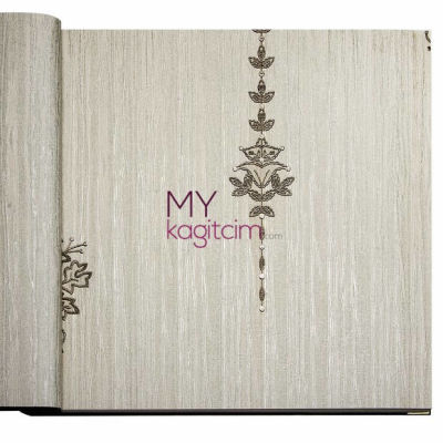 Damask Desen Yerli Duvar Kağıdı Acik Gri Simli Crown 4401-06