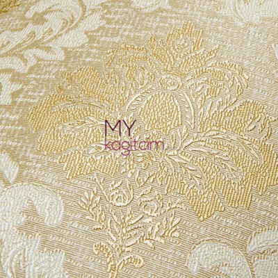 Damask Desen Yerli Duvar Kağıdı Altin Dore Simli Crown 4412-02