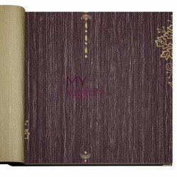 Decowall Crown 16,5 m² - Damask Desen Yerli Duvar Kağıdı Altin İslemeli Mor Crown 4401-03