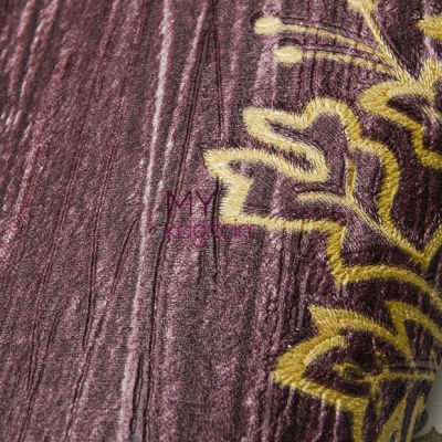 Damask Desen Yerli Duvar Kağıdı Altin İslemeli Mor Crown 4401-03