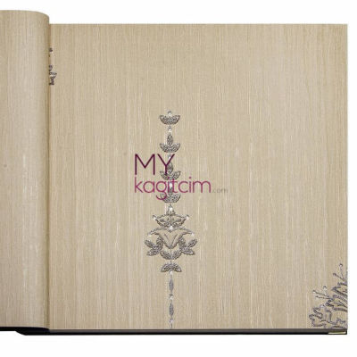 Damask Desen Yerli Duvar Kağıdı Krem Gri İslemeli Crown 4401-04
