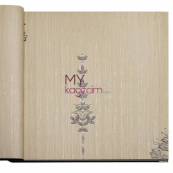Decowall Crown 16,5 m² - Damask Desen Yerli Duvar Kağıdı Krem Gri İslemeli Crown 4401-04