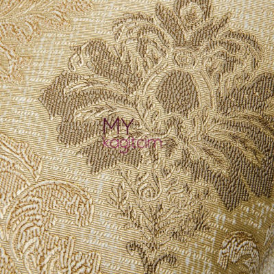 Damask Desen Yerli Duvar Kağıdı Krem Kahve Altin Sarisi Simli Crown 4412-01