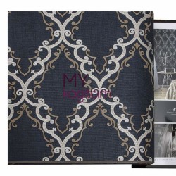Adawall Anka 16,5 m² - Damask Desen Yerli Duvar Kağıdı Lacivert Anka 1610-3