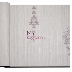 Decowall Crown 16,5 m² - Damask Desen Yerli Duvar Kağıdı Lila İslemeli Crown 4401-05