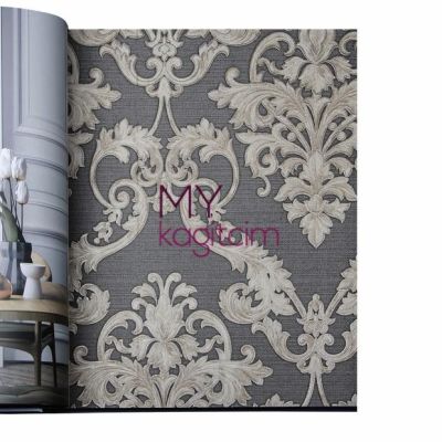 Damask Füme Bej Duvar Kağıdı Gordion 2606-4