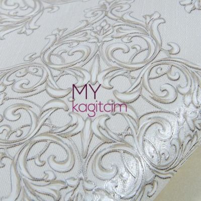 Damask Gri Vinil Duvar Kağıdı Grace Harmony 91149-1