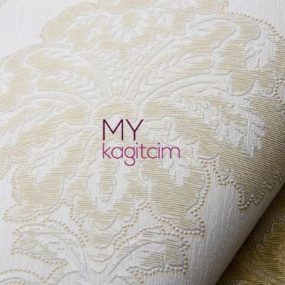 Damask Kırık Beyaz Krem Duvar Kağıdı Gordion 2602-1