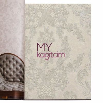 Damask Pembe Gri Vinil Duvar Kağıdı Legend Parissienne 81153-4