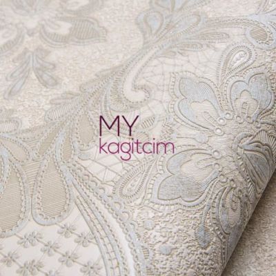 Damask Pembe Gri Vinil Duvar Kağıdı Legend Parissienne 81153-4