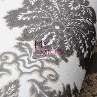 Damask Siyah Beyaz Duvar Kağıdı Gordion 2602-5