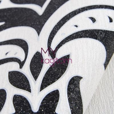 Damask Siyah Beyaz Vinil Duvar Kağıdı Grace Lace 91155-6