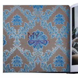 Adawall Gordion 16,5 m² - Damask Turkuaz Kahve Duvar Kağıdı Gordion 2602-3