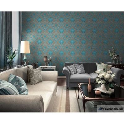 Damask Turkuaz Kahve Duvar Kağıdı Gordion 2602-3