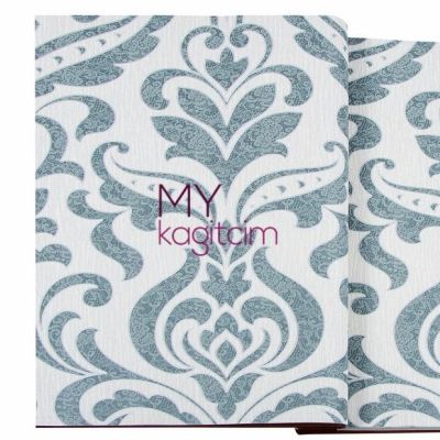 Damask Turkuaz Vinil Duvar Kağıdı Grace Lace 91155-4