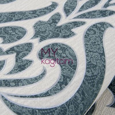 Damask Turkuaz Vinil Duvar Kağıdı Grace Lace 91155-4