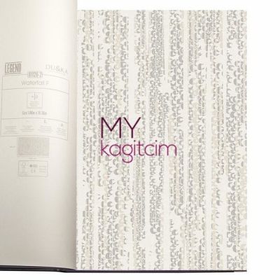 Desenli Gri Beyaz Vinil Duvar Kağıdı Legend Waterfall 81135-1