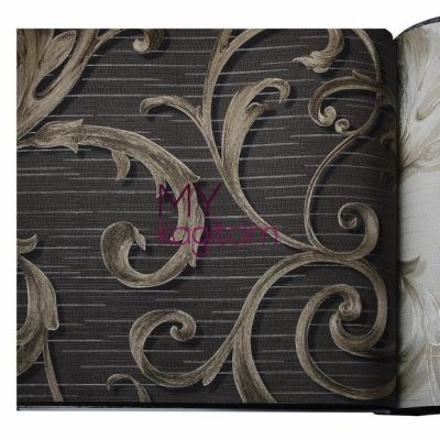 Desenli Motif Kahve Duvar Kağıdı Gordion 2612-4