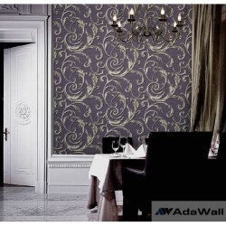 Desenli Motif Koyu Mavi Duvar Kağıdı Gordion 2612-3 - Thumbnail