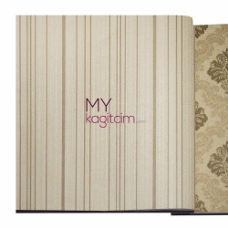 Decowall Crown 16,5 m² - Dokulu Yerli Duvar Kağıdı Kahve Krem İnce Cizgili Crown 4413-01