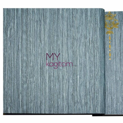 Dokulu Yerli Duvar Kağıdı Simli Mavi İnce Cizgili Crown 4402-01