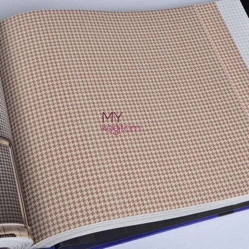 Ekose Görünümlü Kahve Vinil Duvar Kağıdı Alfa 3718-3