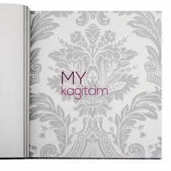 Gri Damask Vinil Duvar Kağıdı Royal Port 8801-03 - Decowall Royal Port 16,5 m²
