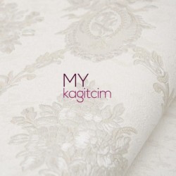Gri Damask Vinil Duvar Kağıdı Royal Port 8804-05 - 2