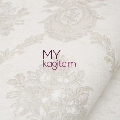 Gri Damask Vinil Duvar Kağıdı Royal Port 8804-05