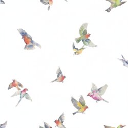 Duvar Kağıdı Lazy Sunday II Kuşlu my-0005 Zemin Beyaz - Mykağıtcım Tasarım 5 m²